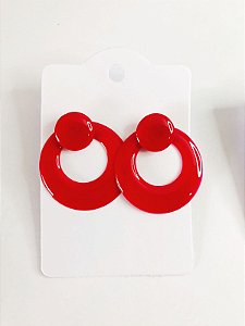 Brinco Esfera 2 em 1 resina  "VERMELHO