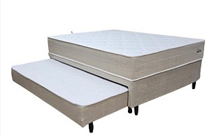 CONJUNTO BOX CASAL(1,38 X 1,88) COM AUXILIAR  (BOX E COLCHÃO) AMBOS COM MOLAS ENSACADAS