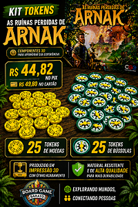 As Ruínas Perdidas de Arnak - Kit Tokens Moedas e Bússolas