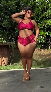 CONJUNTO PEITO TRANSPASSADO E CALCINHA ILZA - FUSCIA