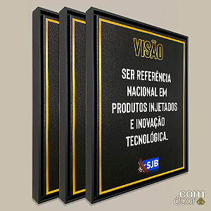 Visão, Missão e Valores - Kit 3 quadros personalizados c/ a logo da sua empresa.