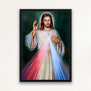 "Jesus Misericordioso"- Quadro em Canvas com moldura flutuante.
