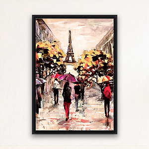 "Paris Chuvosa"- Quadro em Canvas com moldura flutuante.