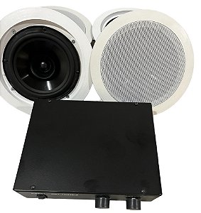 KIT AMPLIFICADOR DBL ÁUDIO ESTEREO 04 CAIXAS DE SOM DE EMBUTIR FULL RANGE