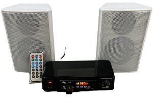 KIT AMPLIFICADOR MARCA DBL ÁUDIO DIGITAL AD 215 BT + 02 CAIXAS DE SOM CP-04  COM BLUETOOTH