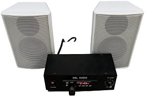 KIT AMPLIFICADOR MARCA DBL ÁUDIO DIGITAL AD 230 BT + 02 CAIXAS DE SOM CP-04