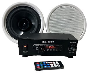 KIT AMPLIFICADOR MARCA DBL ÁUDIO DIGITAL AD 230 BT + 02 CAIXAS DE SOM TIPO PÊNDULO FULL RANGE