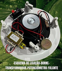 CAIXA DE SOM DE 6 POLEGADAS TIPO ARANDELA PARA SONORIZAÇÃO COM TRANSFORMADOR E POTENCIÔMETRO