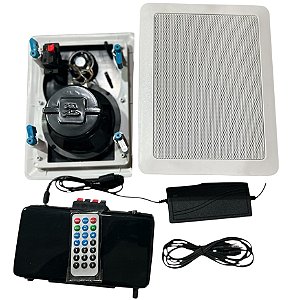 KIT DE SOM AMBIENTE AMPLIFICADOR E CAIXAS DE EMBUTIR 5 POLEGADAS RETAGULAR