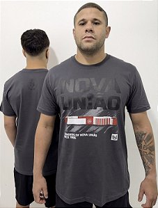 T-shirt Chumbo NU Coral Vermelha e Branca