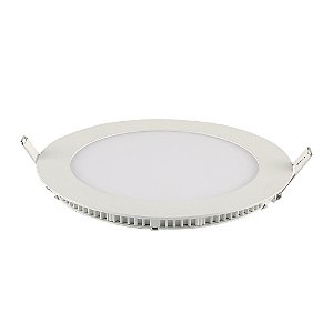 Painel LED Slim Embutir Redondo 18W 6.500K - Branco