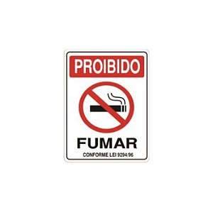 PLACA SINALIZACAO PROIBIDO FUMAR 15X20