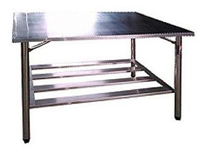 Mesa Inox 1,50x70x28 Com Prateleira Inferior