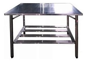 Mesa De Aço Inox Com Prateleira Inferior 70x70x85