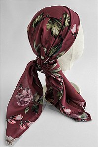 Lenço Vinho Floral | 90 x 90