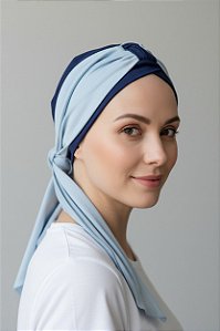 Turbante Aatma Azul UV 50+ com Lenço Azul Céu