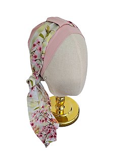 Turbante Aatma Rosa UV 50+ com Lenço Flores de Cerezo