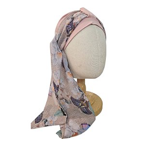Turbante Aatma Rosa UV 50+ com Lenço Borboleta Encanto