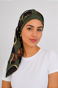 Turbante Aatma Verde Listras UV 50+ com Lenço Safari