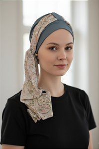 Turbante Aatma Verde Eucalipto UV 50+ com Lenço Jardim Suave