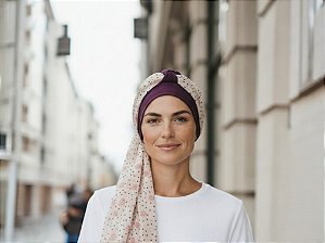 Turbante Aatma Vinho UV 50+ com Lenço Doce Amor