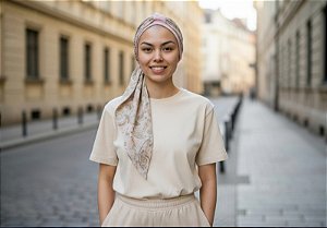 Turbante Aatma Rosa UV 50+ com Lenço Jardim Suave