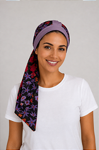 Turbante Aatma Lilás UV 50+ com Lenço Jardim Noturno
