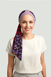 Turbante Aatma Lilás UV 50+ com Lenço Jardim Noturno