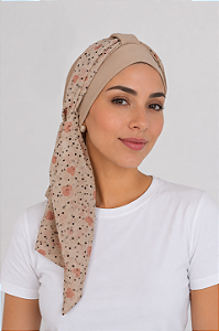 Turbante Aatma Areia com Lenço Doce Amor