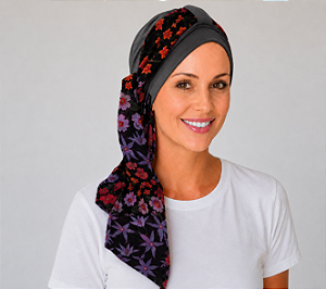 Turbante Aatma Grafite com Lenço Jardim Noturno