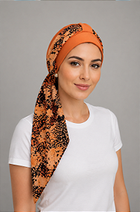 Turbante Aatma Laranja com Lenço Savana Sunset