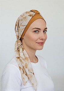 Turbante Aatma Damasco UV 50+ com Lenço Campos de Âmbar