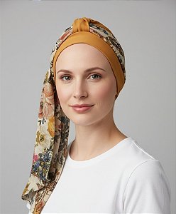Turbante Aatma Damasco UV 50+ com Lenço Flor da Terra