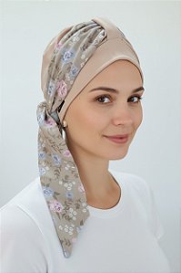 Turbante Aatma Areia com Lenço Jardim Vintage