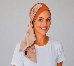 Turbante Aatma Laranja com Lenço Aurora Coral