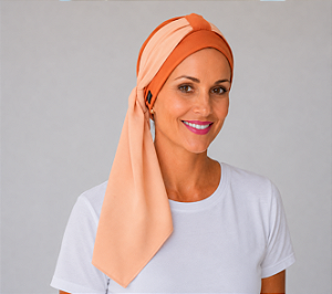 Turbante Aatma Laranja com Lenço Coral