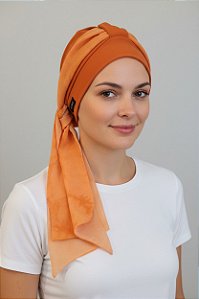 Turbante Aatma Laranja UV 50+ com Lenço Poente Tropical