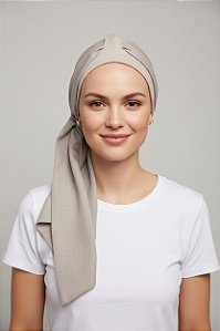Turbante Aatma Areia com Lenço Tons de Gaia