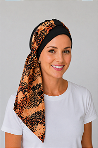 Turbante Aatma Preto UV 50+ com Lenço Savana Sunset