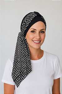 Turbante Aatma Preto UV 50+ com Lenço Savana P&B