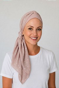 Turbante Aatma Rosa UV 50+ com Lenço Poá Rosa