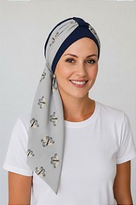Turbante Aatma Azul UV 50+ com Lenço Borboletas