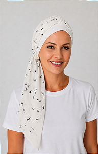 Turbante Aatma Branco com Lenço Voar