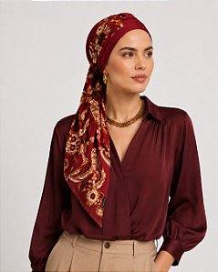 Turbante Aatma Vermelho Cereja com Lenço Cashmere