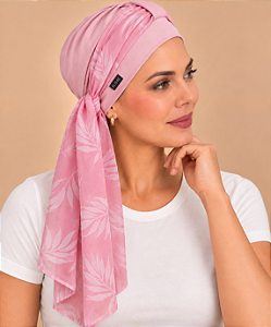 Turbante Aatma Rosa UV 50+ com Lenço Twilly Rosa Radiante