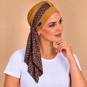 Turbante Aatma Castanho UV 50+ com Lenço Leopardo