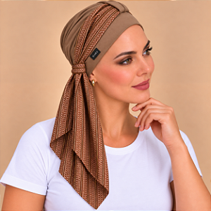Turbante Aatma Castanho UV 50+ com Lenço Terra Safari
