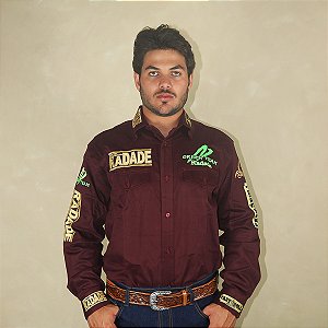 Camisa Country Masculina Bordada Manga Longa Cowboy Green Radade