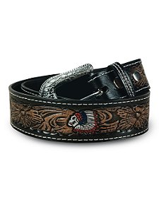 Cinto Country Americado Texano Western Preto Marrom Caveira