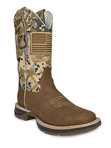 Bota Masculina Country de Rodeio Texana Couro Bico Quadrado